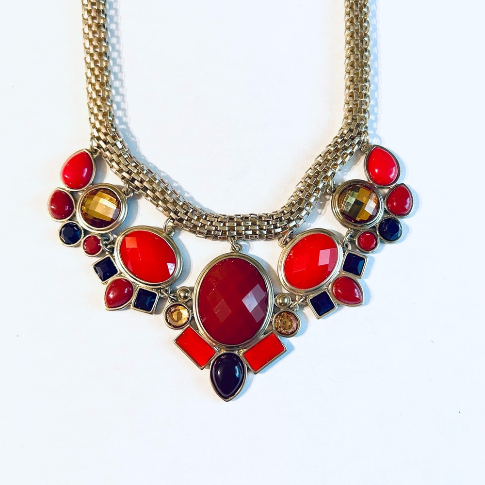 Charter Club Red, Purple, and Gold Statement Necklace